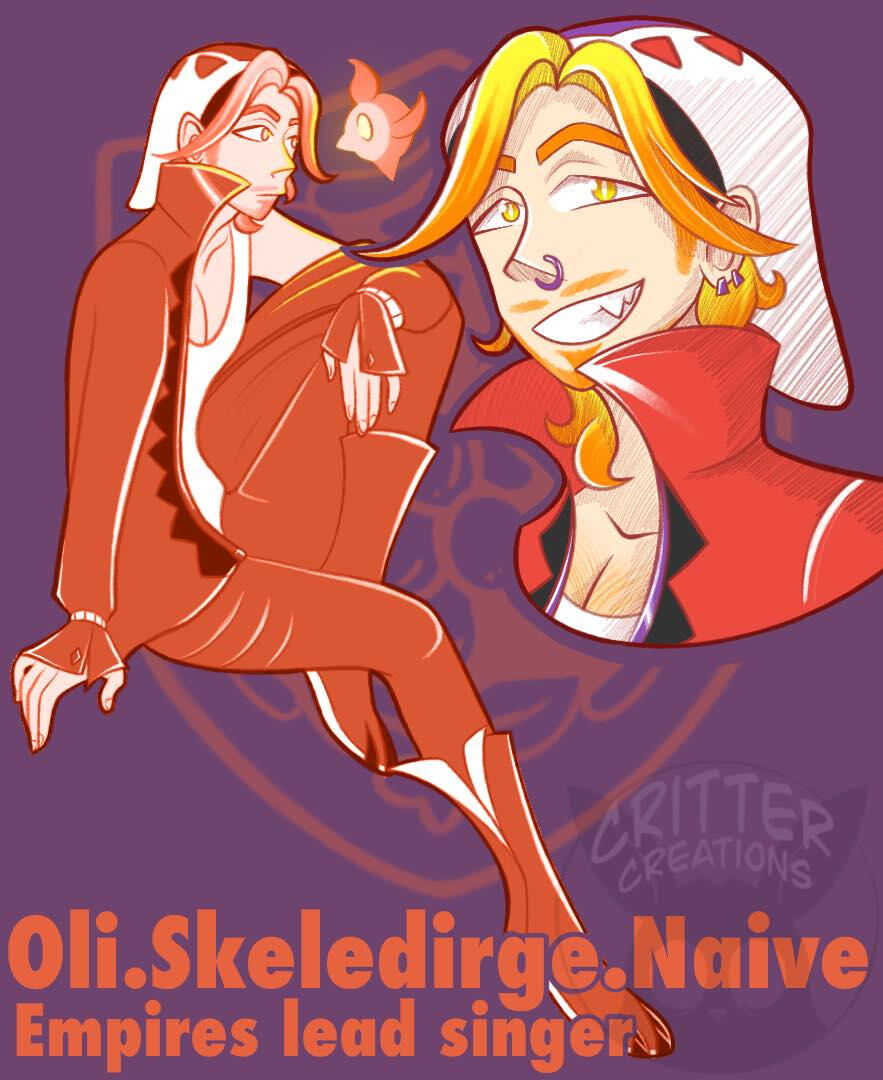 Humanized version of the Pokemon "Skeledirge"