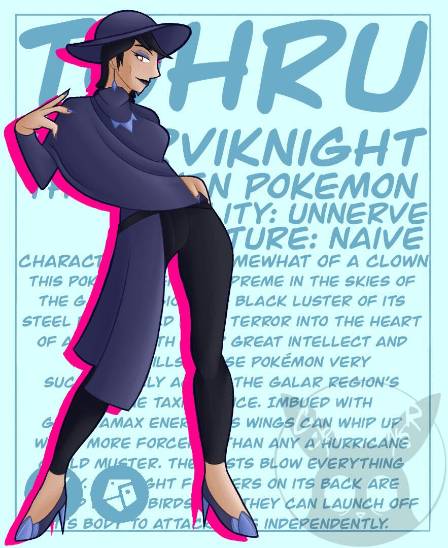 A humanized version of the Pokemon "Corviknight"